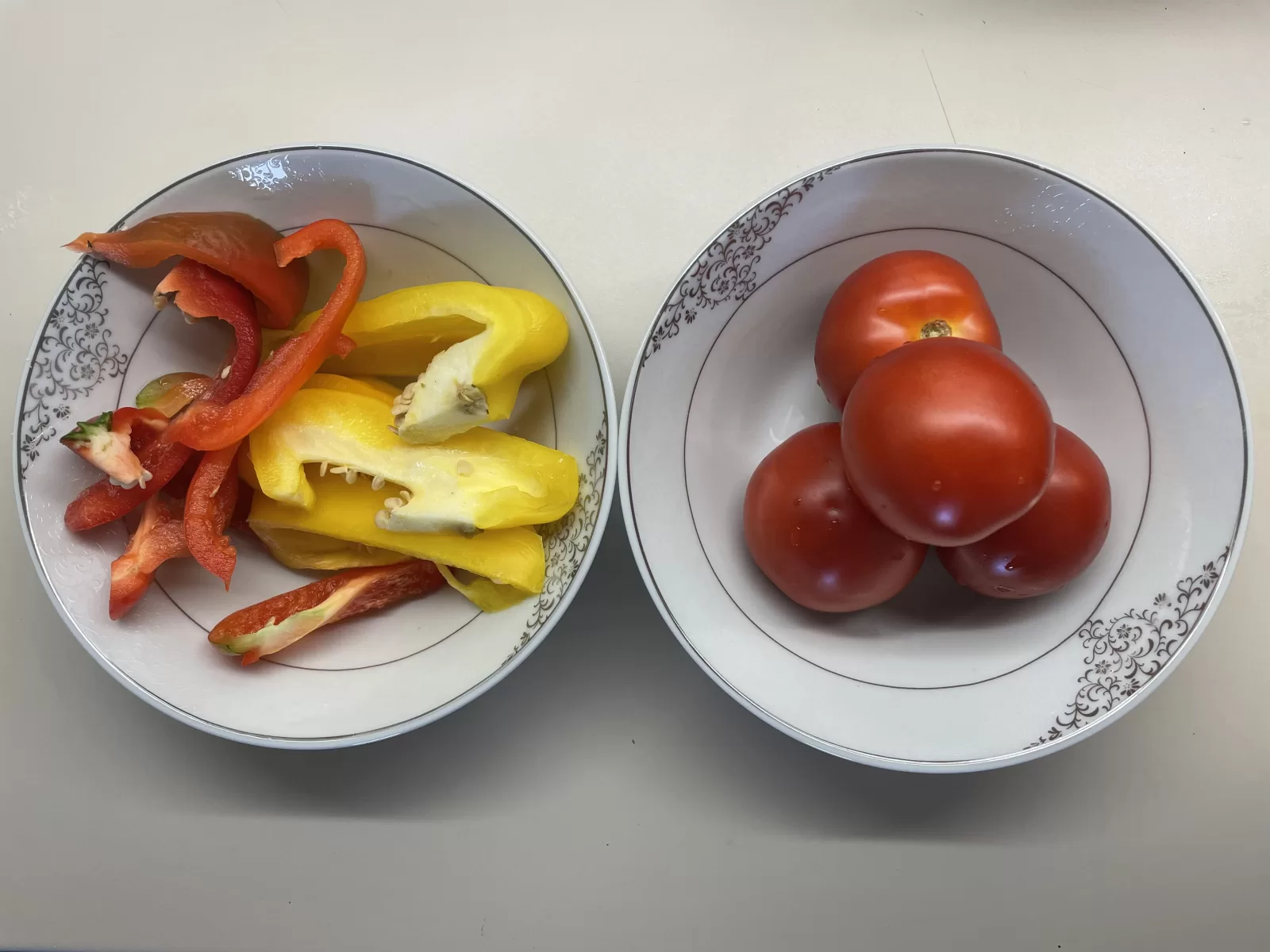 Cut the bell peppers and made them ready to be added
