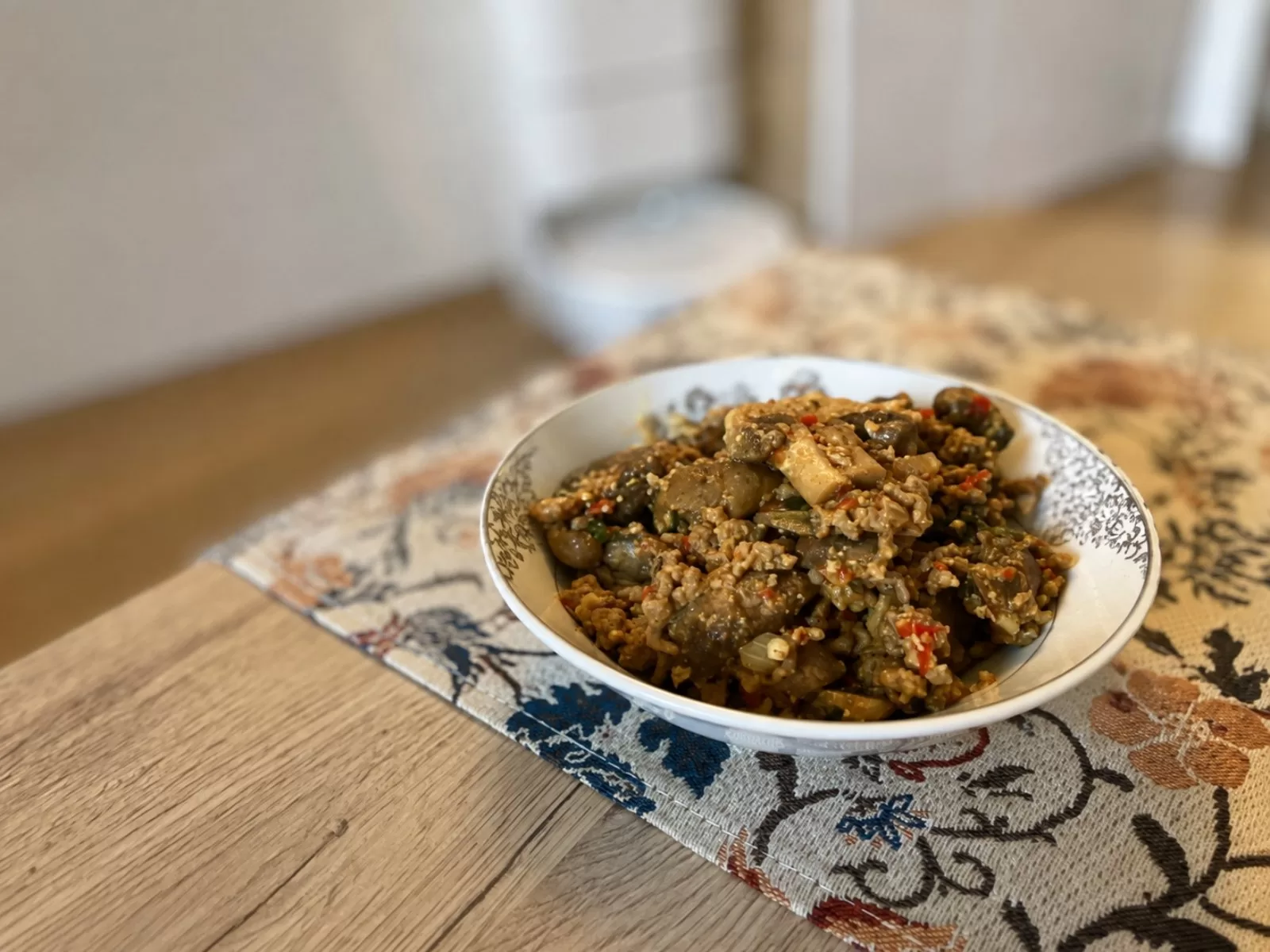 Finished creamy beef and mushroom skillet